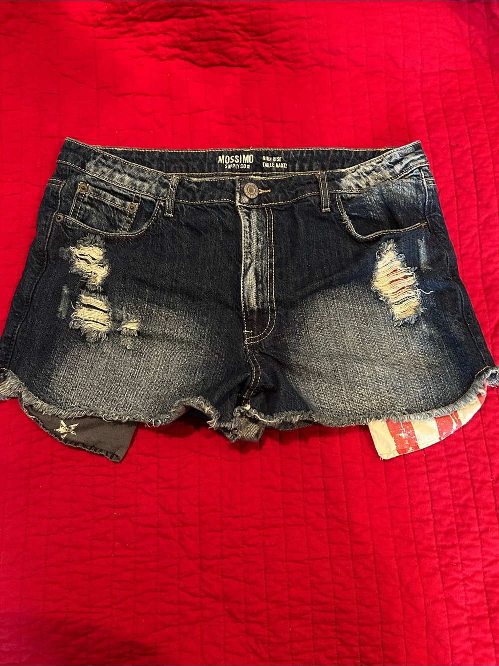 Mossimo Supply Co. Distressed Dark Blue Denim Shorts